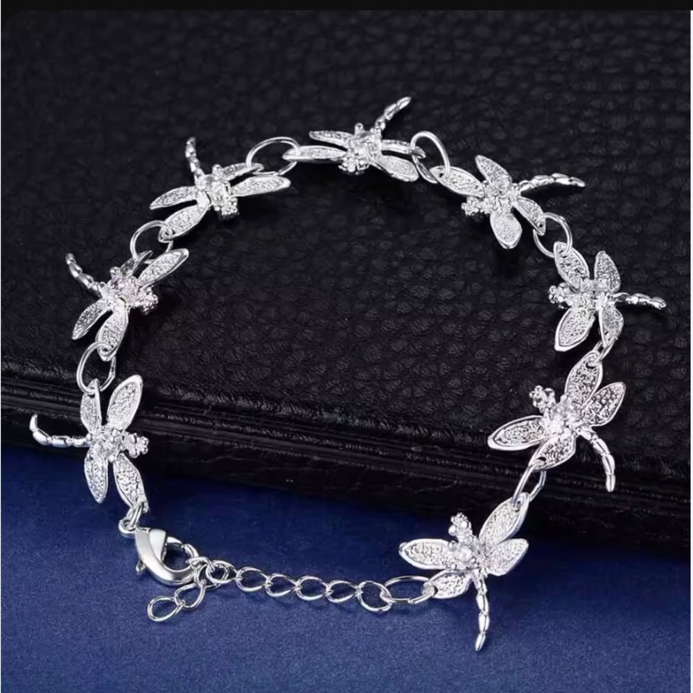 Sterling Silver Dragonfly Link Bracelet